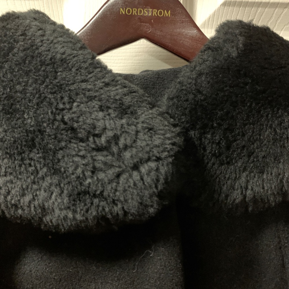 Vintage 100% Cashmere Coat Shearling Collar - Picture 3 of 5
